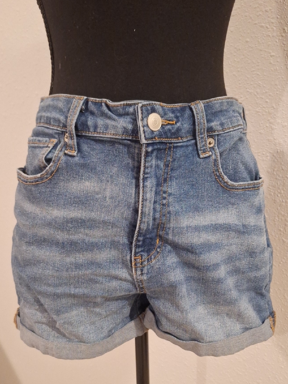 No Boundaries Light Blue Rolled Hem Denim Shorts